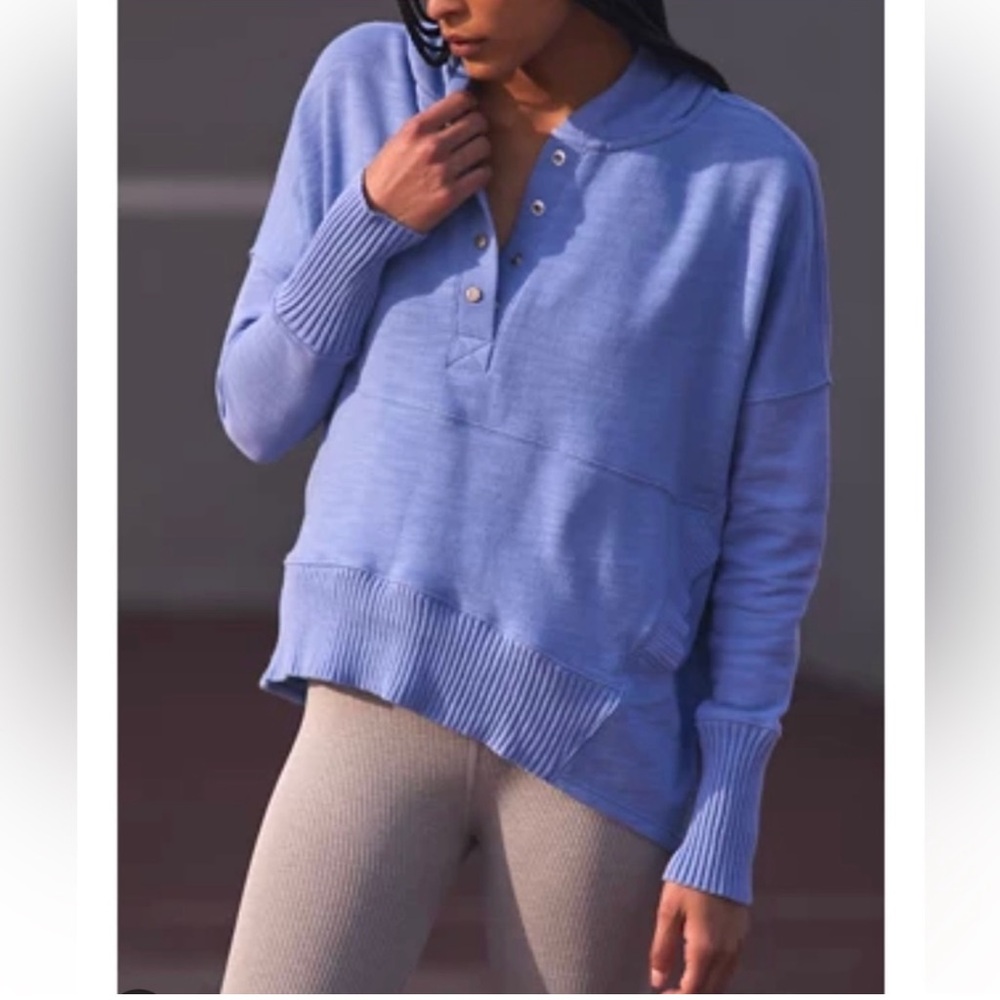 FREE PEOPLE FP Movement Solid Honey Dove Hoodie Pullover NEW Size S Blue Egret
